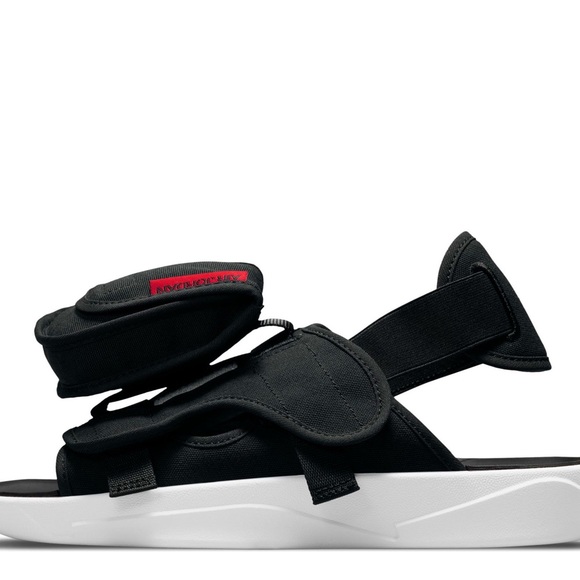 Jordan LS Men's Slide Sandals Black-University Red-White CZ0791-006 - Picture 2 of 5